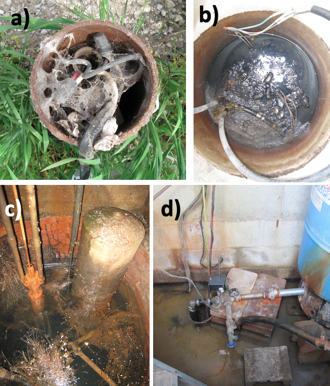 Photos showing examples of unsanitary conditions at domestic wellheads