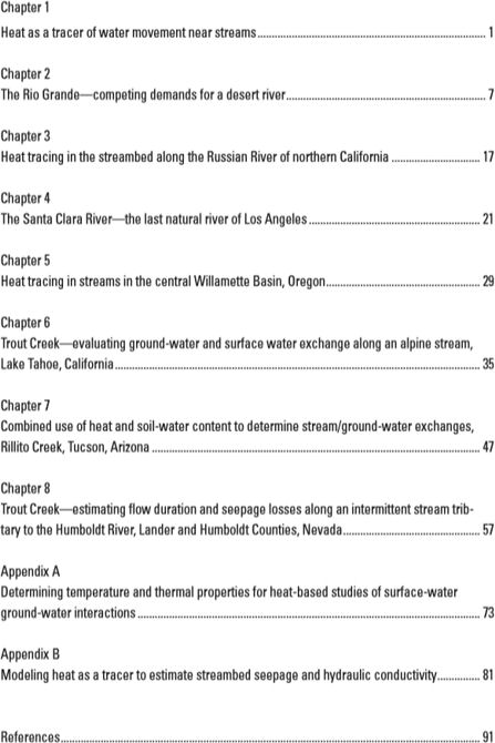 Table of Contents of USGS Circular 1260