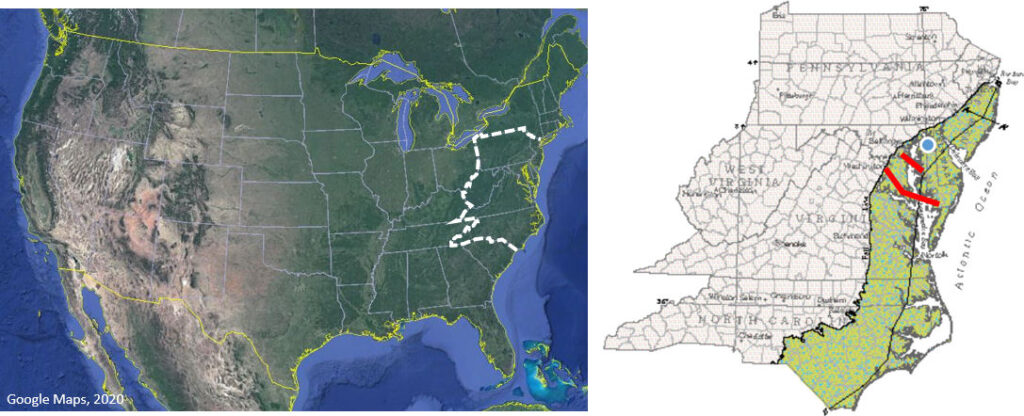 Map showing location of the Northern Atlantic Coastal Plain Aquifer System, USA