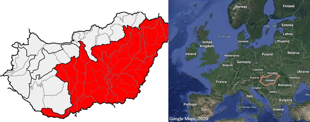 Map showing location of the Great Hungarian Plain