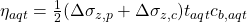 \eta _{aqt}=\frac{1}{2}(\Delta \sigma _{z,p}+\Delta \sigma _{z,c})t_{aqt}c_{b,aqt}