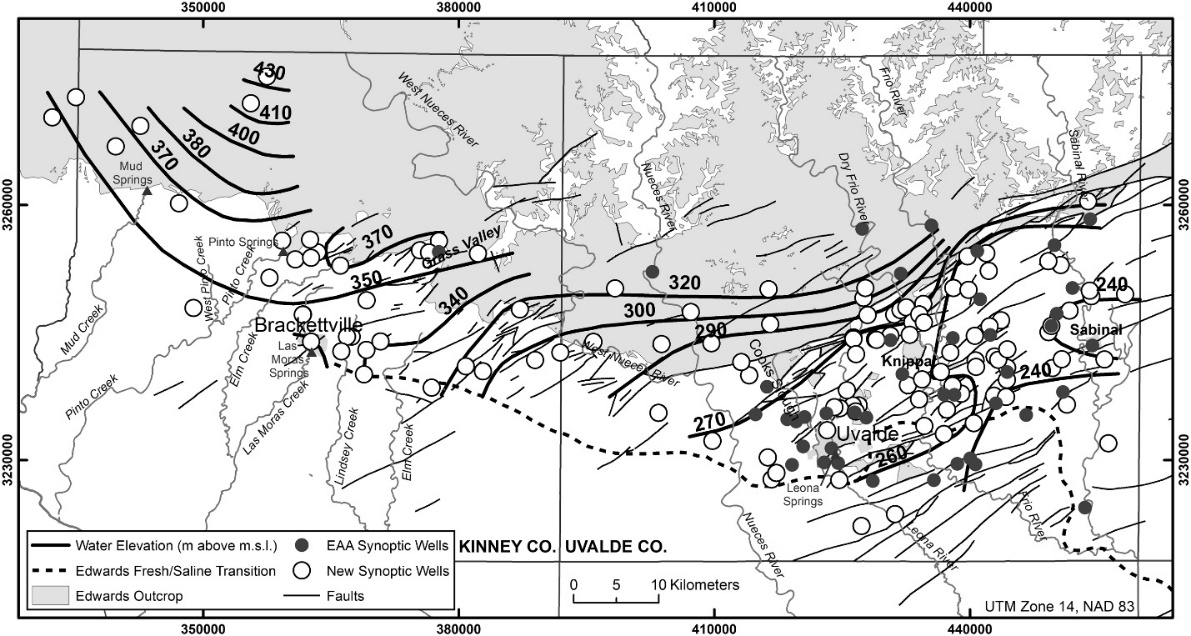 Map illustrating potentiometric surface of the western Edwards Aquifer in January/February 2006