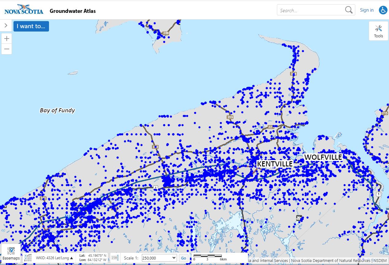 Screenshot of Nova Scotia Groundwater Atlas