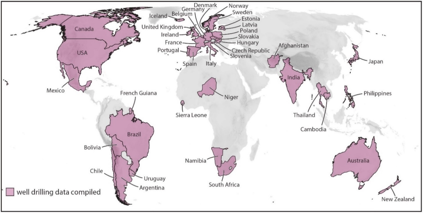 Map showing compiled water well records